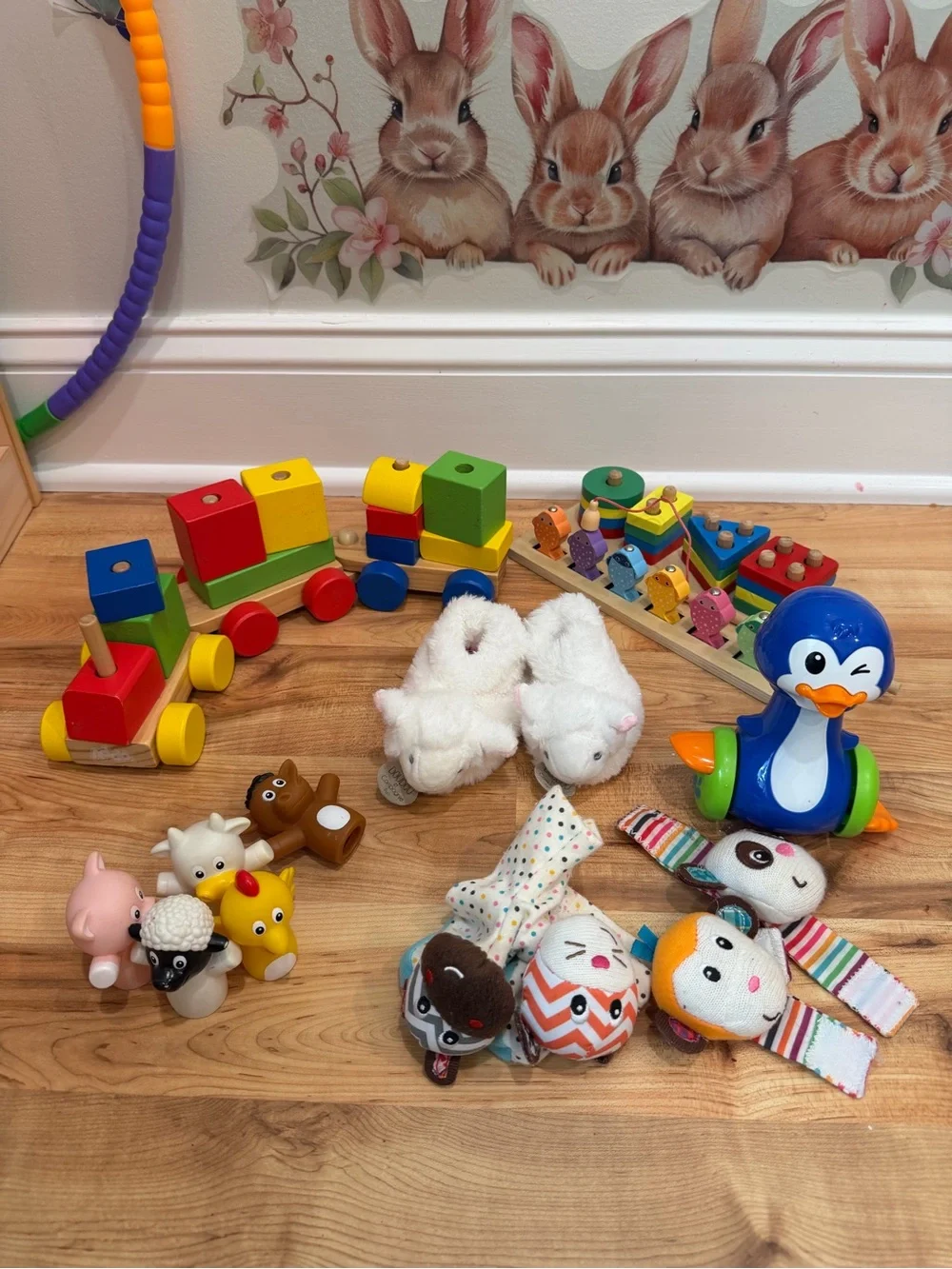 Montessori Wooden Toy Bundle for Baby & Toddler – Trains, Stacking & Animal Toys